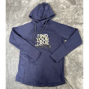 Columbia Women's Hoodie "Find Your True North" Blue Graphic Small Embroidered
